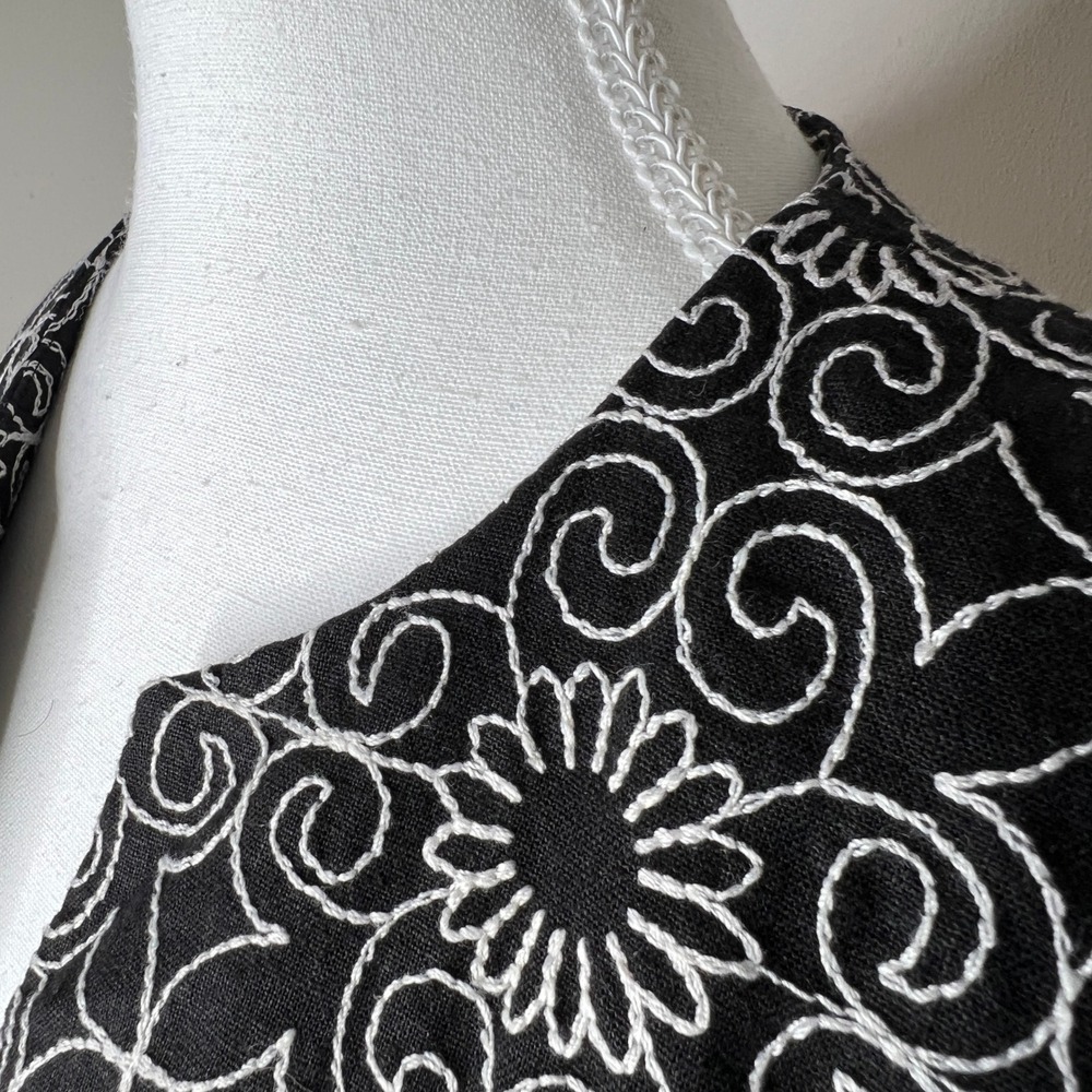 Bandolino Jacket Size 6 Fairycore Floral Embroidered‎ Linen Blend Ribbon Tie Bow - Picture 6 of 7